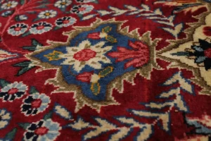 Vintage Red Traditional 6'5X10'5 Qom Kerman Persian Rug