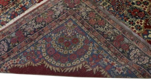 Vintage Red Traditional 6'5X10'5 Qom Kerman Persian Rug