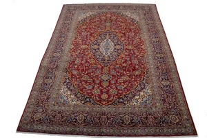 Vintage Red Traditional 10X14 Kashan Persian Rug