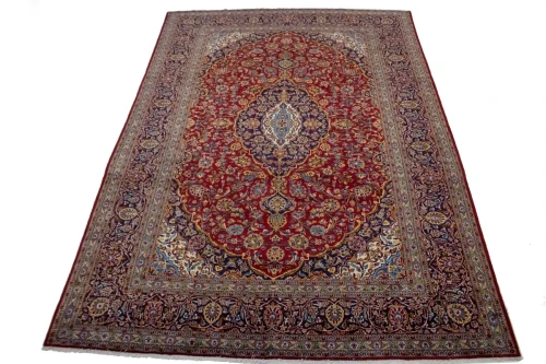 Vintage Red Traditional 10X14 Kashan Persian Rug
