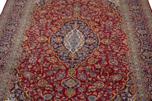 Vintage Red Traditional 10X14 Kashan Persian Rug