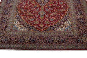 Vintage Red Traditional 10X14 Kashan Persian Rug