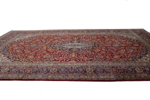 Vintage Red Traditional 10X14 Kashan Persian Rug
