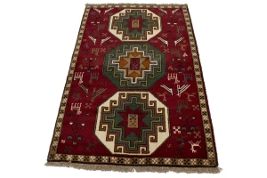 Red Tribal 4X6 Ghoochan Persian Rug