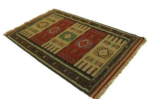 Khaki Tribal 4X6 Sumak Persian Rug