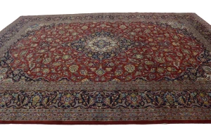 Vintage Red Traditional 10X13 Kashan Persian Rug