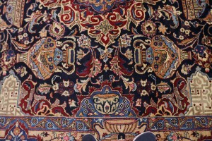 Vintage Dark Navy Pictorial 10X13 Kashmar Persian Rug