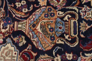 Vintage Dark Navy Pictorial 10X13 Kashmar Persian Rug