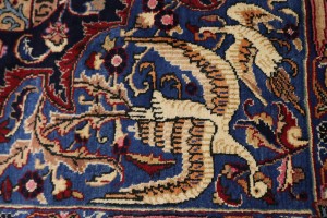 Vintage Dark Navy Pictorial 10X13 Kashmar Persian Rug