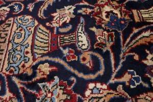 Vintage Dark Navy Pictorial 10X13 Kashmar Persian Rug