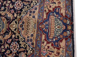 Vintage Dark Navy Pictorial 10X13 Kashmar Persian Rug