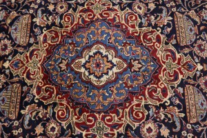 Vintage Dark Navy Pictorial 10X13 Kashmar Persian Rug