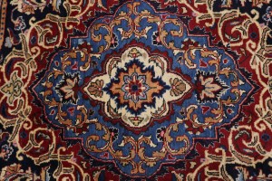 Vintage Dark Navy Pictorial 10X13 Kashmar Persian Rug