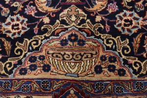 Vintage Dark Navy Pictorial 10X13 Kashmar Persian Rug