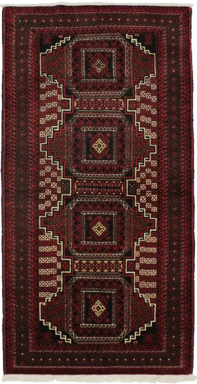 Red Tribal 3'5X7 Balouch Persian Rug