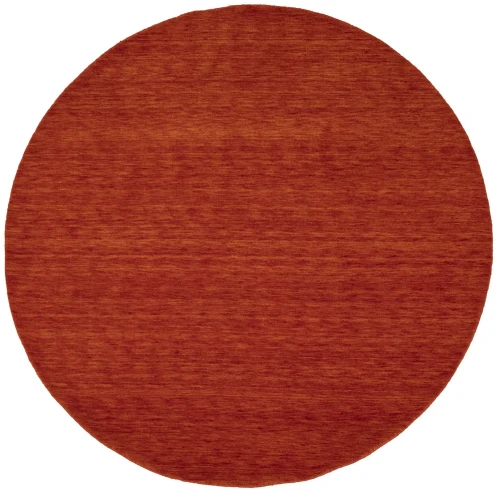 Orange Red Modern Solid 6X6 Gabbeh Oriental Round Rug