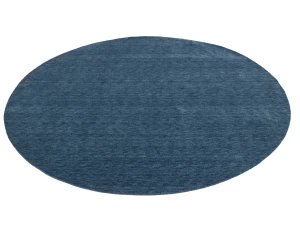 Steel Blue Modern Solid 6X6 Gabbeh Oriental Round Rug