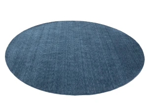 Steel Blue Modern Solid 6X6 Gabbeh Oriental Round Rug