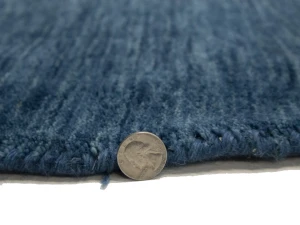 Steel Blue Modern Solid 6X6 Gabbeh Oriental Round Rug