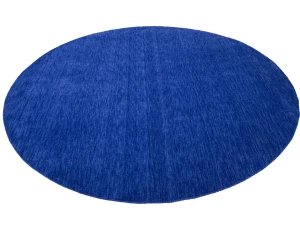 Solid Royal Blue Modern 8X8 Gabbeh Oriental Round Rug