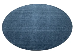 Steel Blue Modern Solid 8X8 Gabbeh Oriental Round Rug