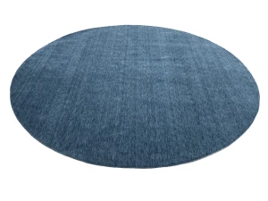 Steel Blue Modern Solid 8X8 Gabbeh Oriental Round Rug