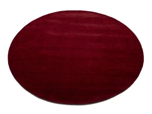 Maroon Red Modern Solid 8X8 Gabbeh Oriental Round Rug
