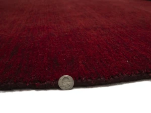Maroon Red Modern Solid 8X8 Gabbeh Oriental Round Rug