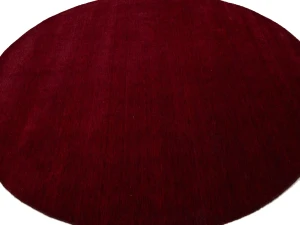 Maroon Red Modern Solid 8X8 Gabbeh Oriental Round Rug