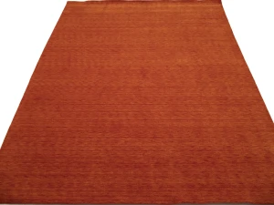 Orange Red Modern Solid 9X12 Gabbeh Oriental Rug