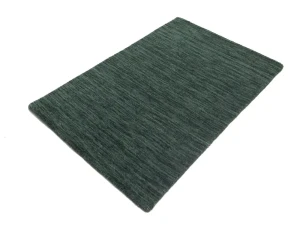 Dark Green Solid Gabbeh Modern Rug in All Size
