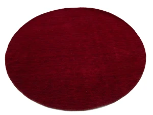 Maroon Red Modern Solid 6X6 Gabbeh Oriental Round Rug
