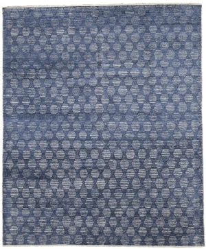 Dark Navy Geometric 8X10 Modern Oriental Rug