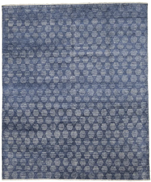 Dark Navy Geometric 8X10 Modern Oriental Rug