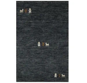 Charcoal Pictorial Gabbeh Modern Rug in All Size