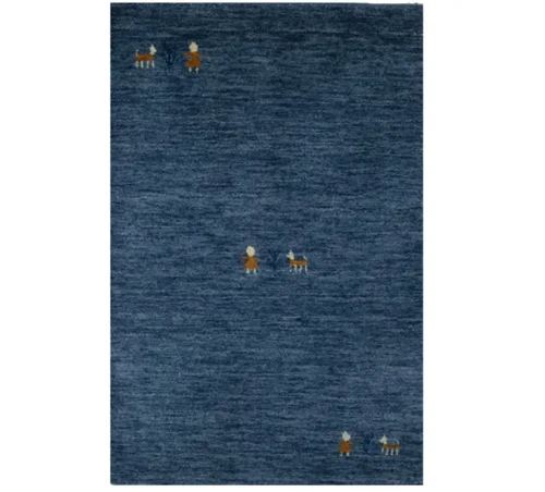 Steel Blue Pictorial Gabbeh Modern Rug in All Sizes