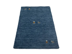 Steel Blue Pictorial Gabbeh Modern Rug in All Sizes