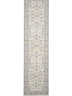 Cream Floral Traditional 3X11 Indo-Nain Oriental Runner Rug