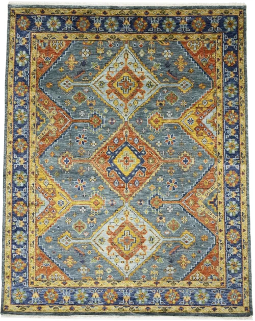 Gray Geometric Tribal 8X10 Oriental Rug