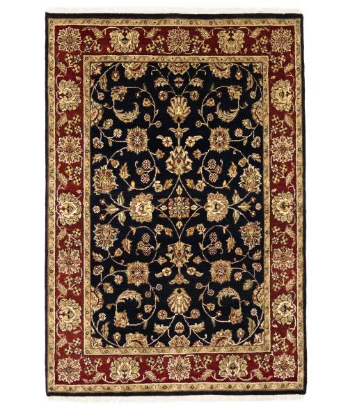 Charcoal Floral Traditional 5X7 Indo-Kashan Oriental Rug
