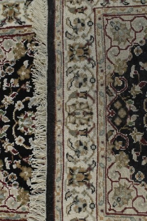 Black Floral 2X6 Indo-Nain Oriental Runner Rug