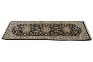 Black Floral 2X6 Indo-Nain Oriental Runner Rug
