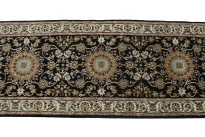 Black Floral 2X6 Indo-Nain Oriental Runner Rug