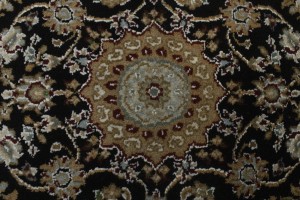 Black Floral 2X6 Indo-Nain Oriental Runner Rug