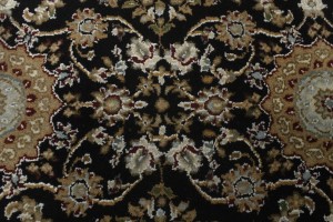 Black Floral 2X6 Indo-Nain Oriental Runner Rug
