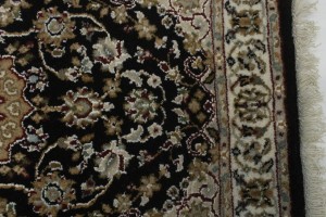 Black Floral 2X6 Indo-Nain Oriental Runner Rug