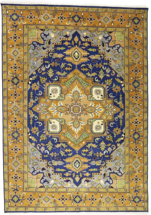 Muted Blue Floral 10X14 Heriz Serapi Oriental Rug
