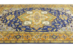 Muted Blue Floral 10X14 Heriz Serapi Oriental Rug