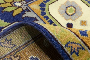 Muted Blue Floral 10X14 Heriz Serapi Oriental Rug