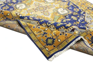 Muted Blue Floral 10X14 Heriz Serapi Oriental Rug